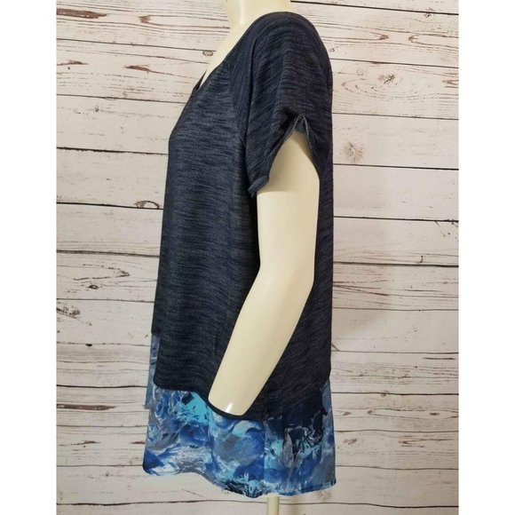 Symmetry Top Short Sleeves color block hi-lo Sz L - Picture 3 of 7